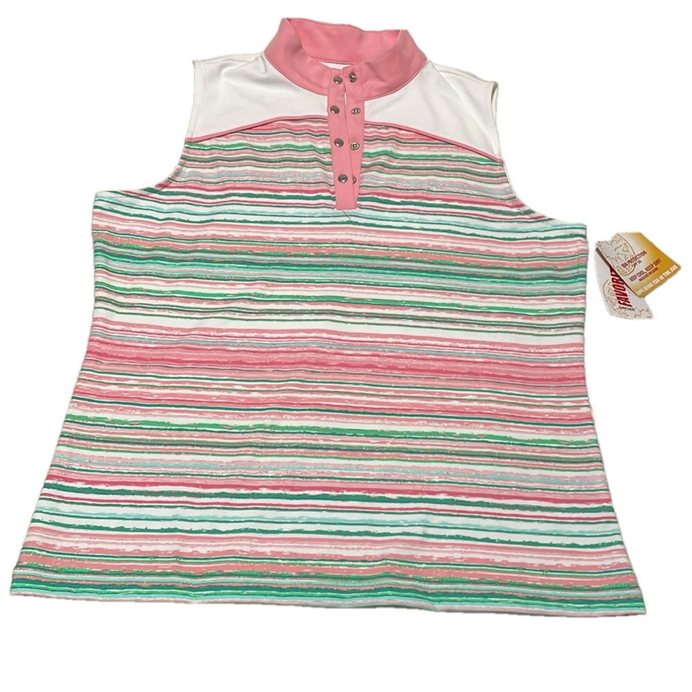 Ruby Rd You Green and Pink Golf Sleeveless Top Sz PM